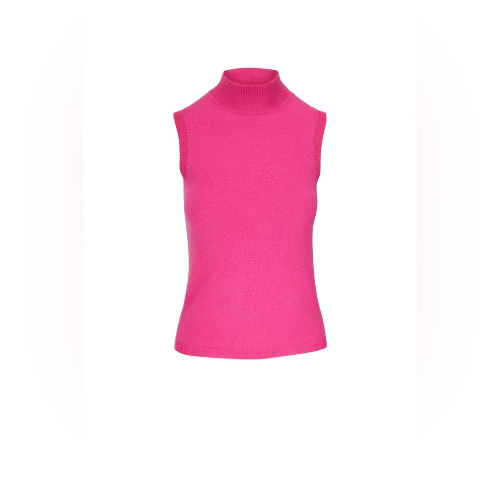 Veronica Beard Mahaley Cashmere Shell Pink Sleeveless Turtleneck Sweater Small